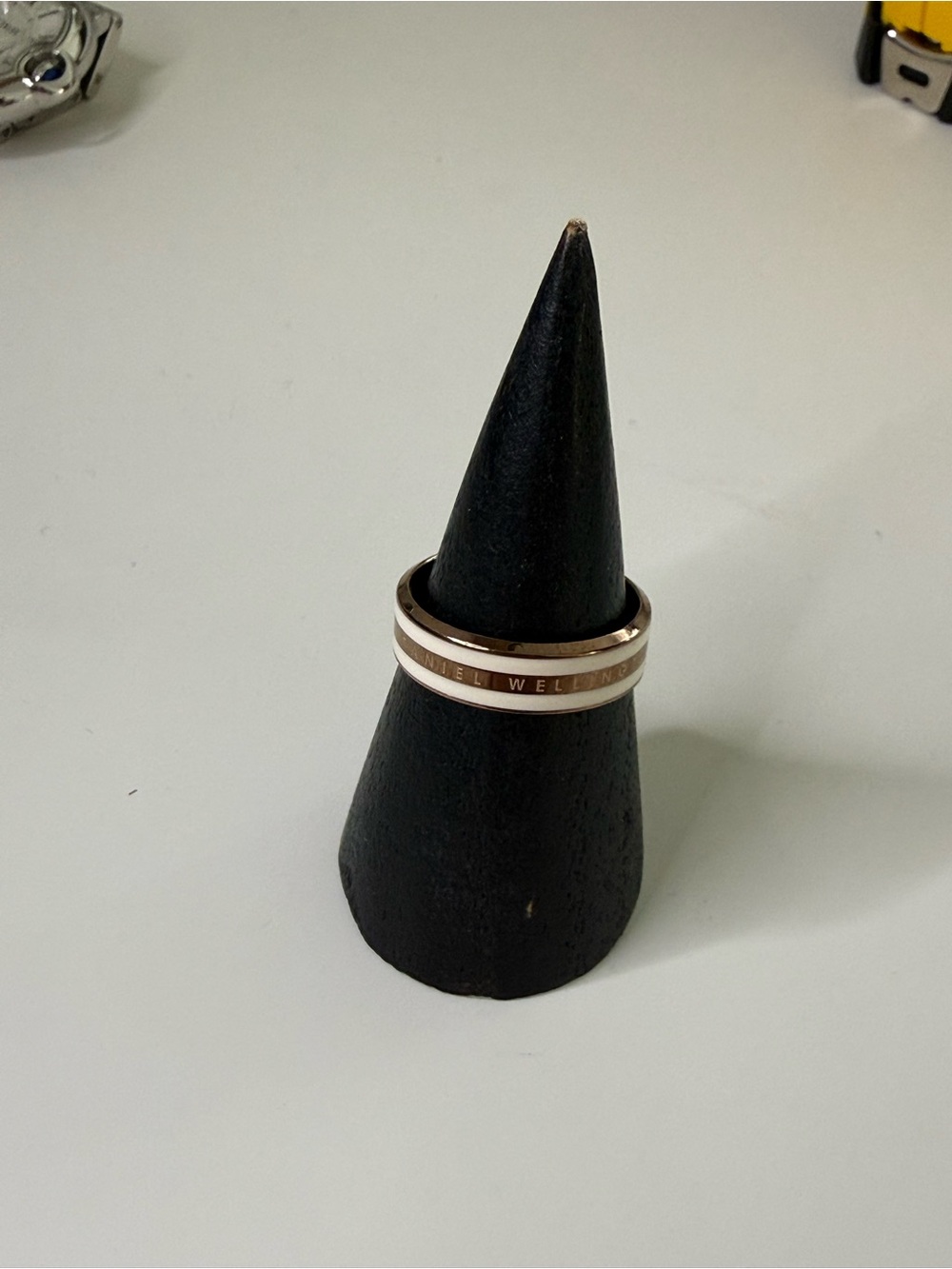 Rose Gold and White Enamel Stackable Ring